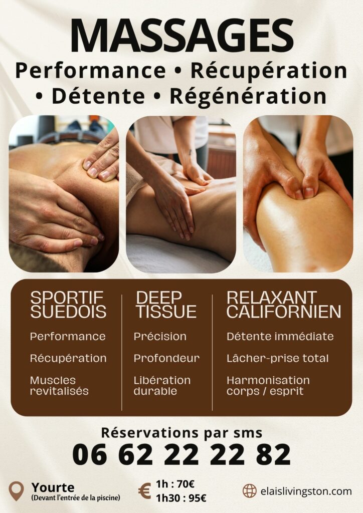 Karellis massage relaxant, californien, sportif, suédois, deep tissue,